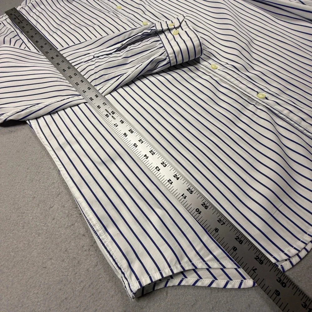 Banana Republic Camden Fit Custom 078 Wash Shirt Mens XL Blue White Striped L/S